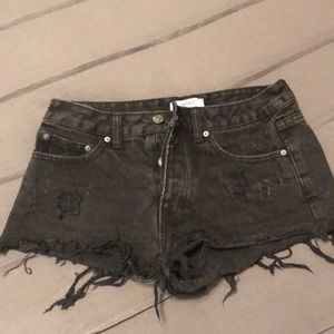 Black denim shorts